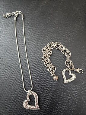 Brighton Heart Pendant Necklace and Bracelet Set - Silver